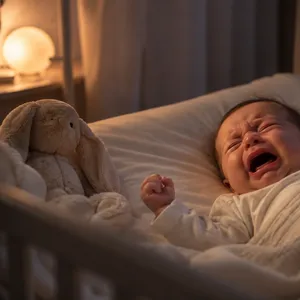Bébé qui pleure dans son lit, la nuit