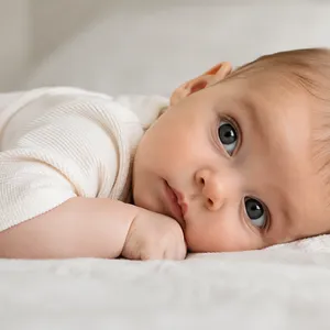 Bébé allongé, la tête posée sur le côté contre le matelas