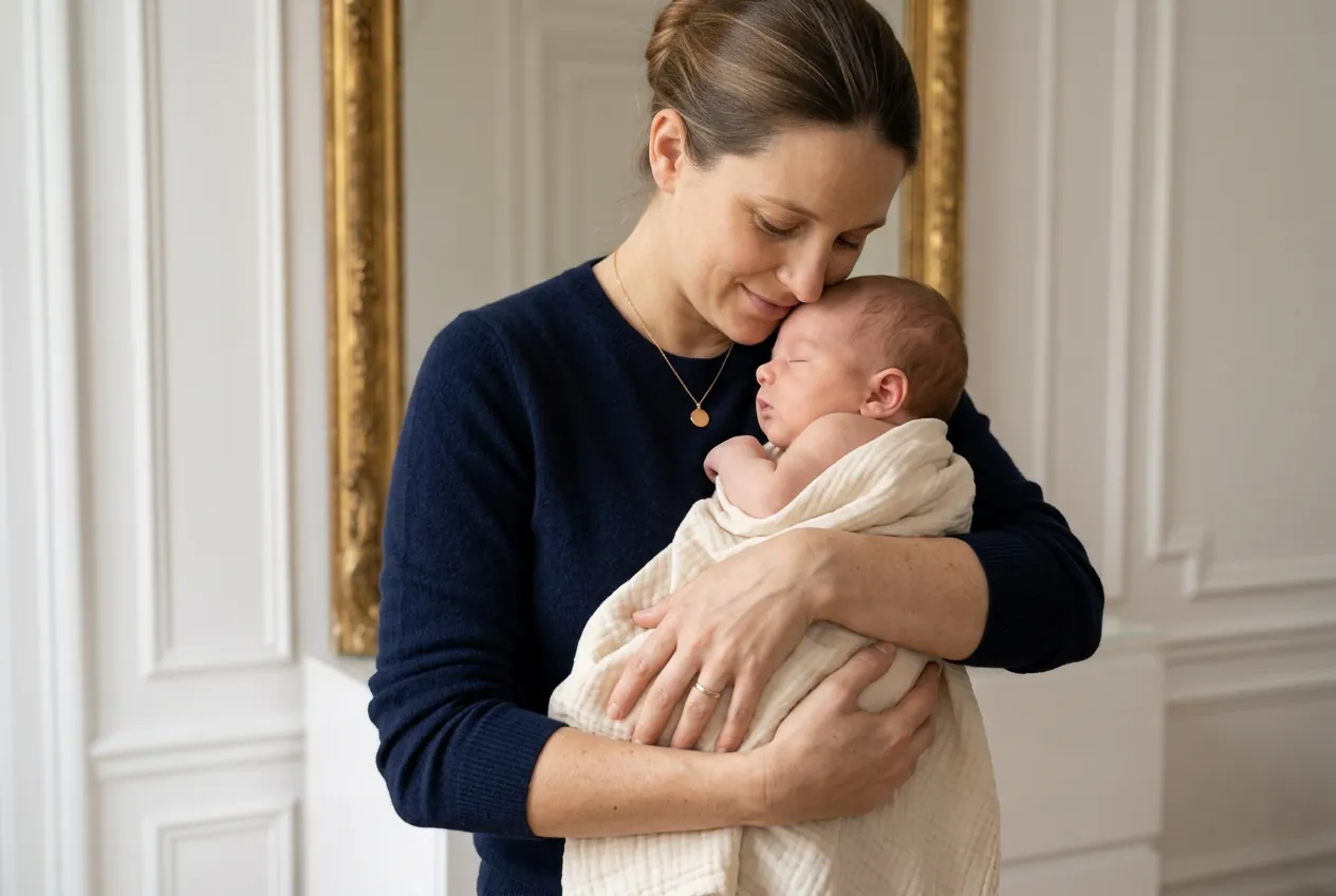 Une maman serre son nouveau-né contre elle