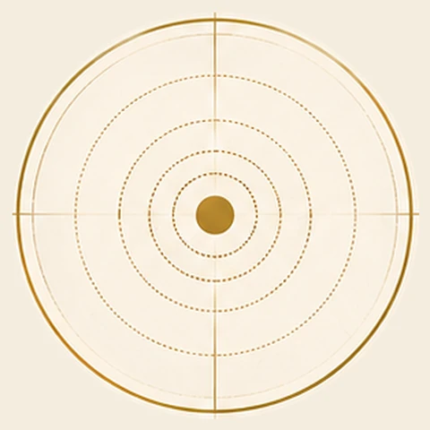 Pictogramme de la cause réelle : un point au centre de cercles concentriques