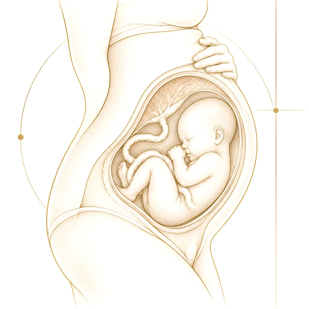 Planche anatomique d'une femme enceinte, le bébé dans le ventre